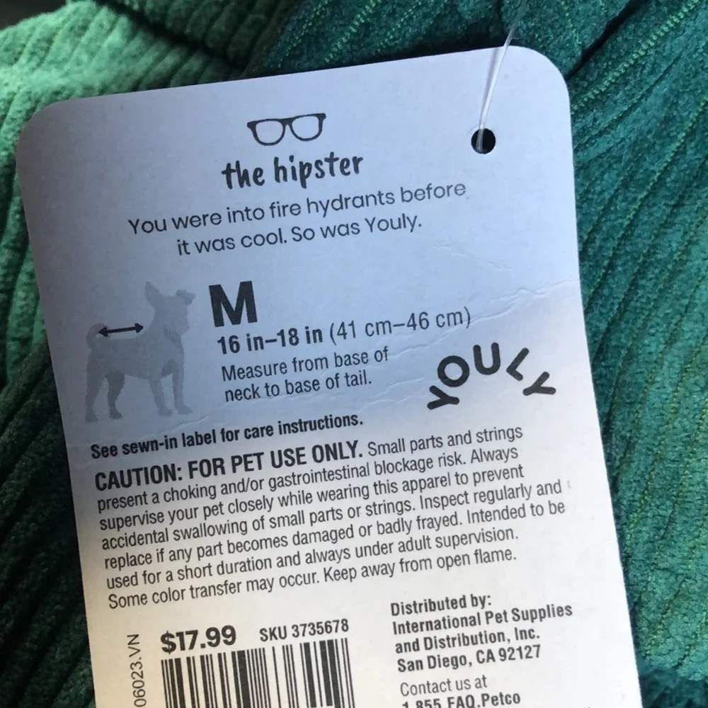 NWT Youly “hipster” corduroy button dog shirt M